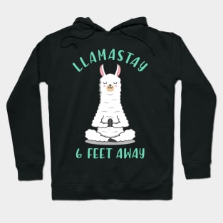 Llamastay 6 Feet Ây Funny Llama Social Dítancing Hoodie